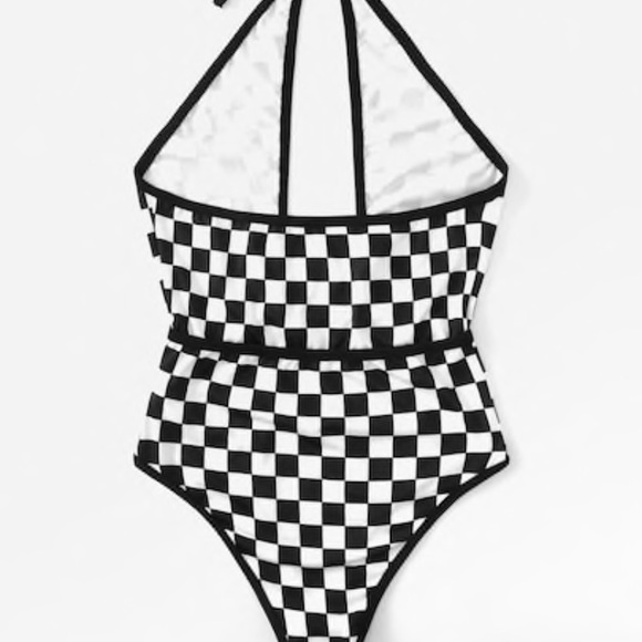 Cut Out Checker Bodysuit - Picture 2 of 4